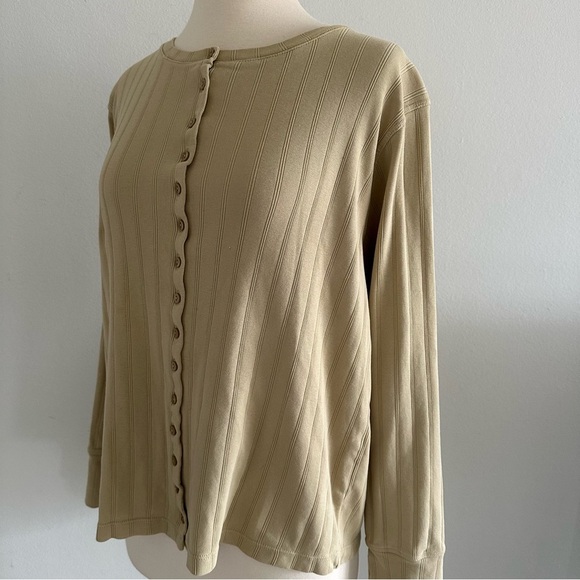 WRAP London 100% Cotton Ribbed Button Up Long Sleeve Top L - Picture 4 of 10